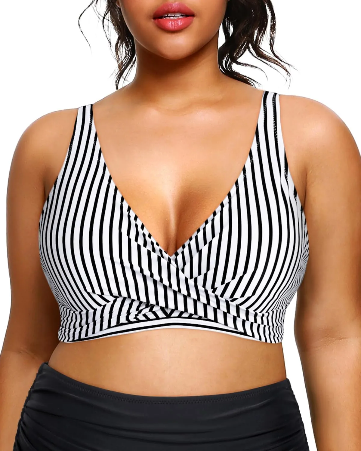 Aqua Eve Women Full Coverage Bikini Top No Bottom Push up Swimsuits Top Sport Bra Bathing Suits Tops
