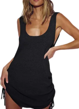 Bsubseach Crochet Coverups for Women Backless Bikini Bathing Suit Cover Up Summer Knitted Beach Tank Dress
