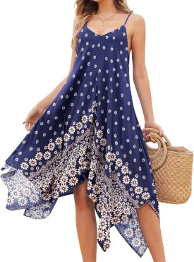 Chigant Women's 2025 Summer Dress Casual Boho Sundress Spaghetti Strap Swimwear Cover Up Beach Flowy Midi Vacation Dresses
