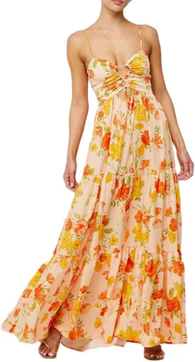 FEORJGP Womens Summer Spaghetti Strap Long Dress Boho Low Cut Dress Backless Flowy Midi Dress Bohemian Maxi Dresses Beachwear
