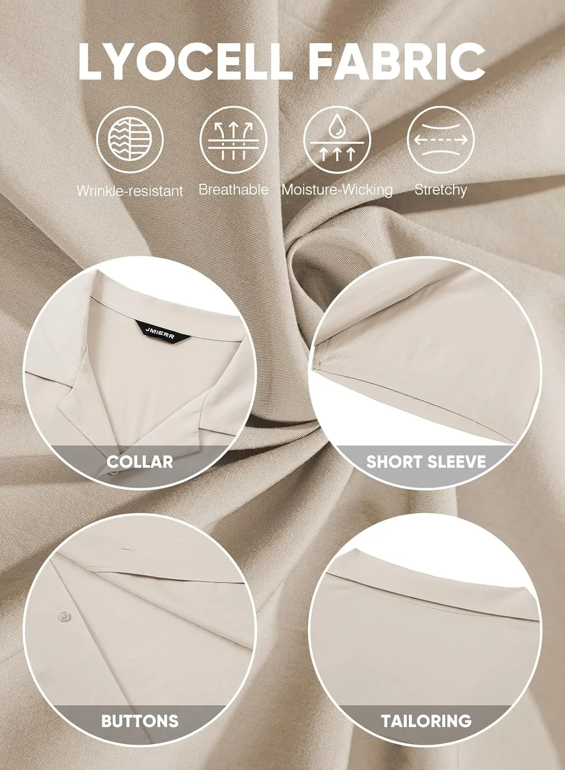 JMIERR Mens Linen Shirts Casual Short Sleeve Button Down Shirts Wrinkle Free Vacation Beach Summer Tops