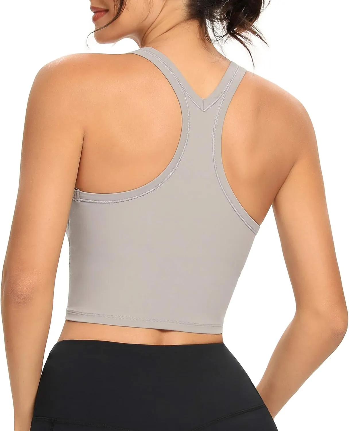 Lemedy Women Racerback Sports Bra Removable Padded Workout Yoga Crop Tank Top