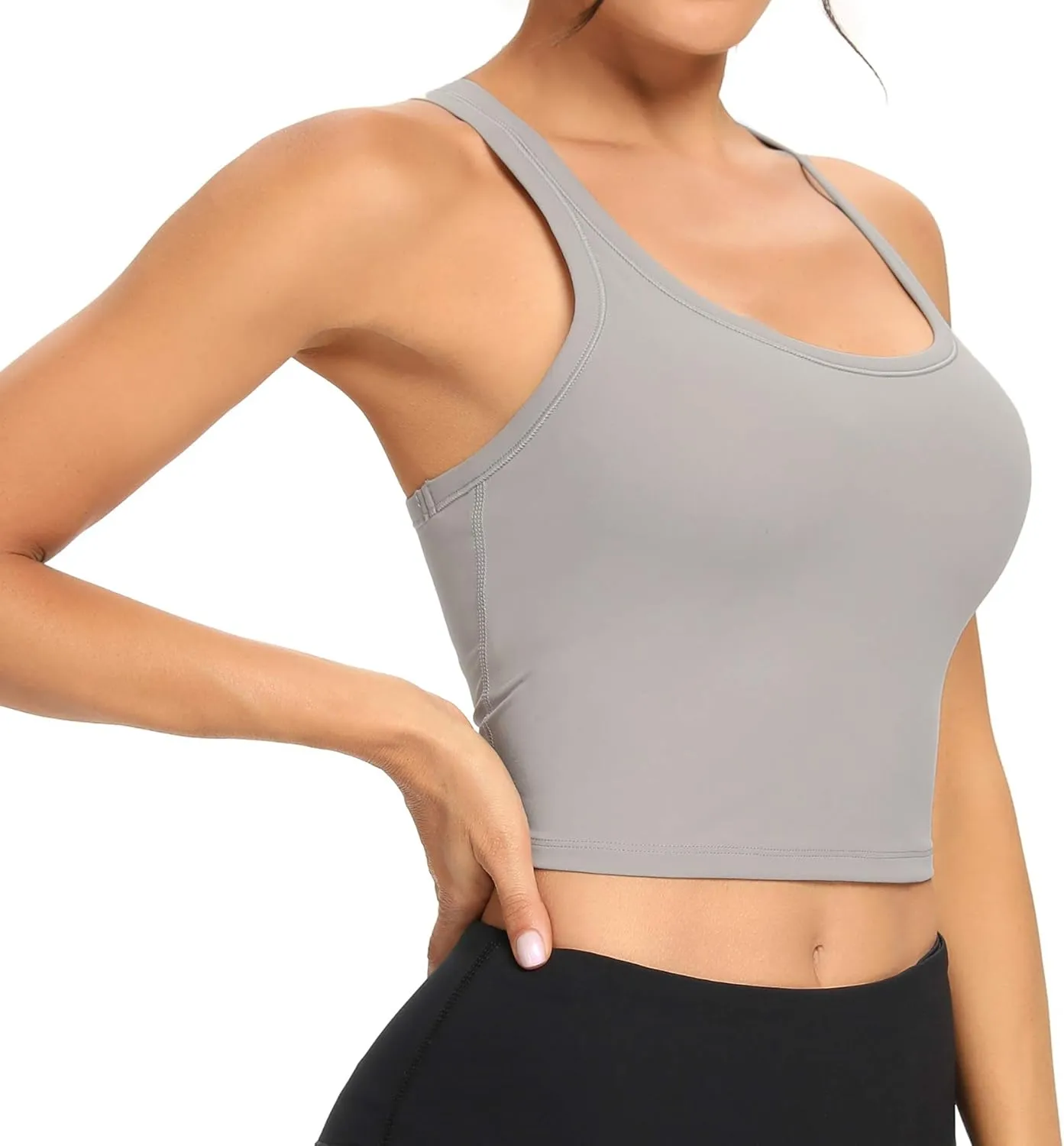 Lemedy Women Racerback Sports Bra Removable Padded Workout Yoga Crop Tank Top