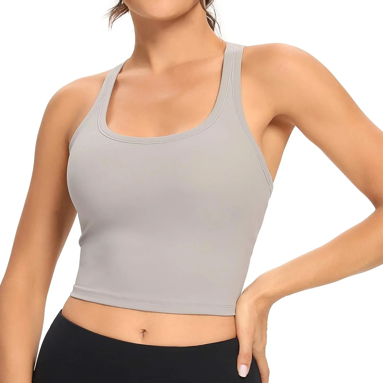 Lemedy Women Racerback Sports Bra Removable Padded Workout Yoga Crop Tank Top