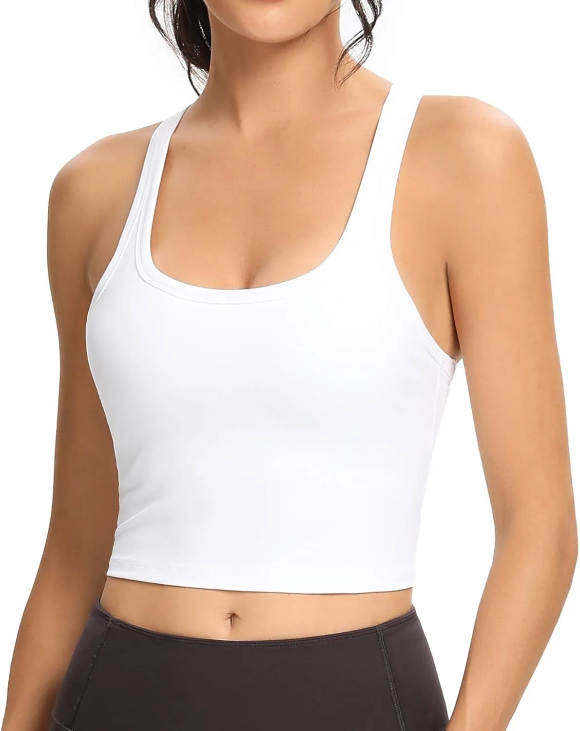 Lemedy Women Racerback Sports Bra Removable Padded Workout Yoga Crop Tank Top