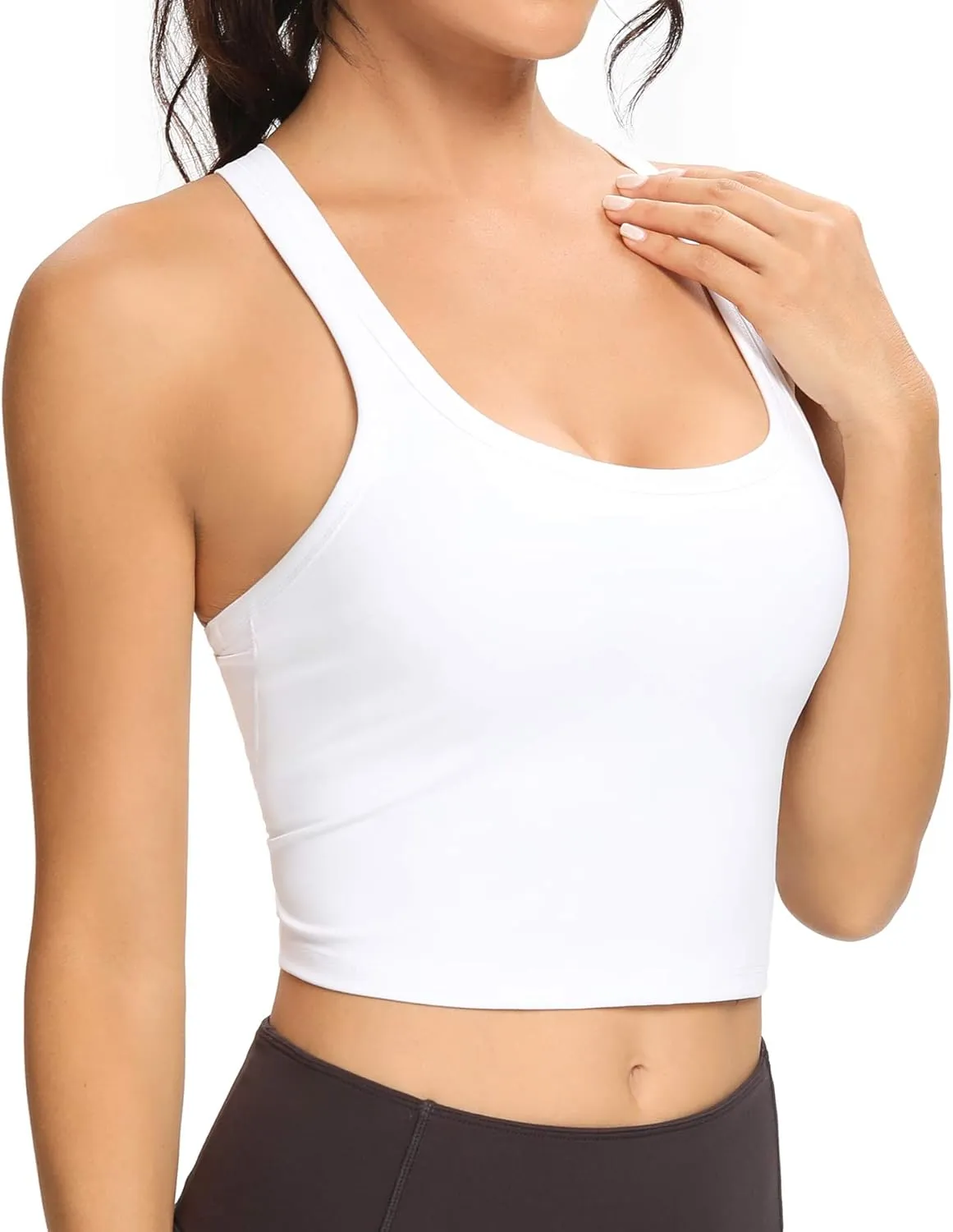 Lemedy Women Racerback Sports Bra Removable Padded Workout Yoga Crop Tank Top