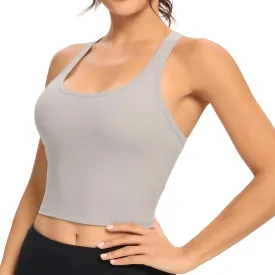Lemedy Women Racerback Sports Bra Removable Padded Workout Yoga Crop Tank Top