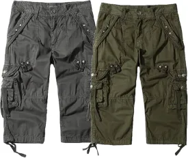 Maiyifu-GJ Men's 3/4 Cargo Shorts Elastic Multi Pockets Below Knee Cargo Shorts Summer Casual Loose Cotton Long Shorts