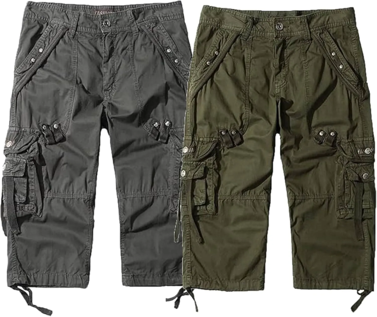 Maiyifu-GJ Men's 3/4 Cargo Shorts Elastic Multi Pockets Below Knee Cargo Shorts Summer Casual Loose Cotton Long Shorts