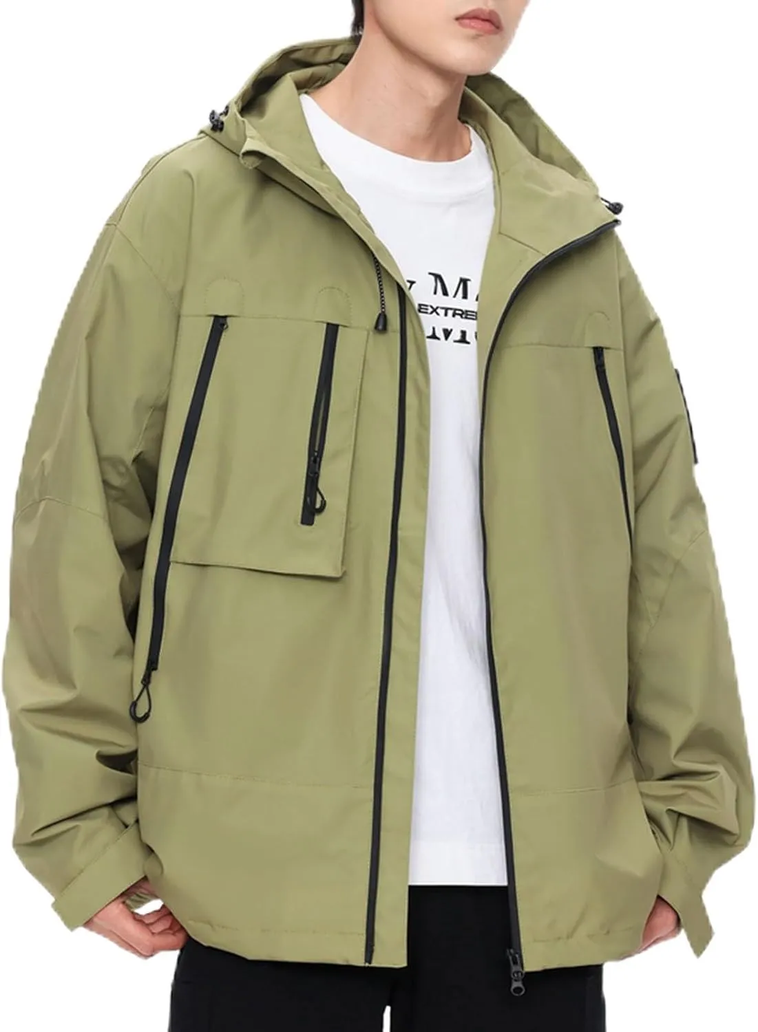 Men's Spring Fall Casual Windbreaker Jacket Cargo Stand Collar Military Bomber Jackets Coat Outdoor Cargo Jackets