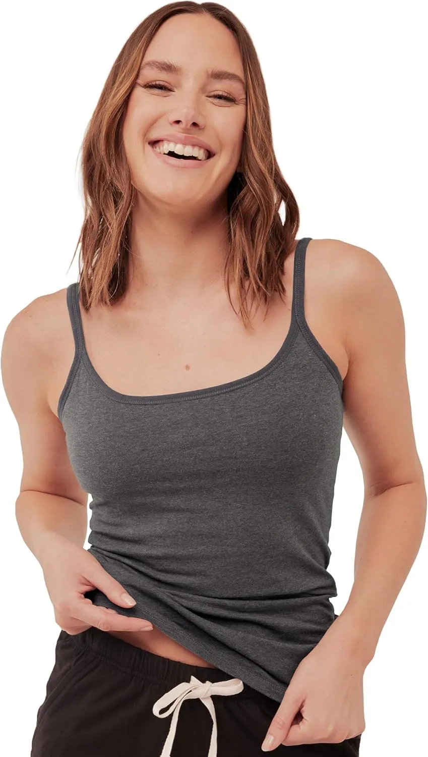 Pact Women's Cotton Camisole Tank Top with Built-in Shelf Bra