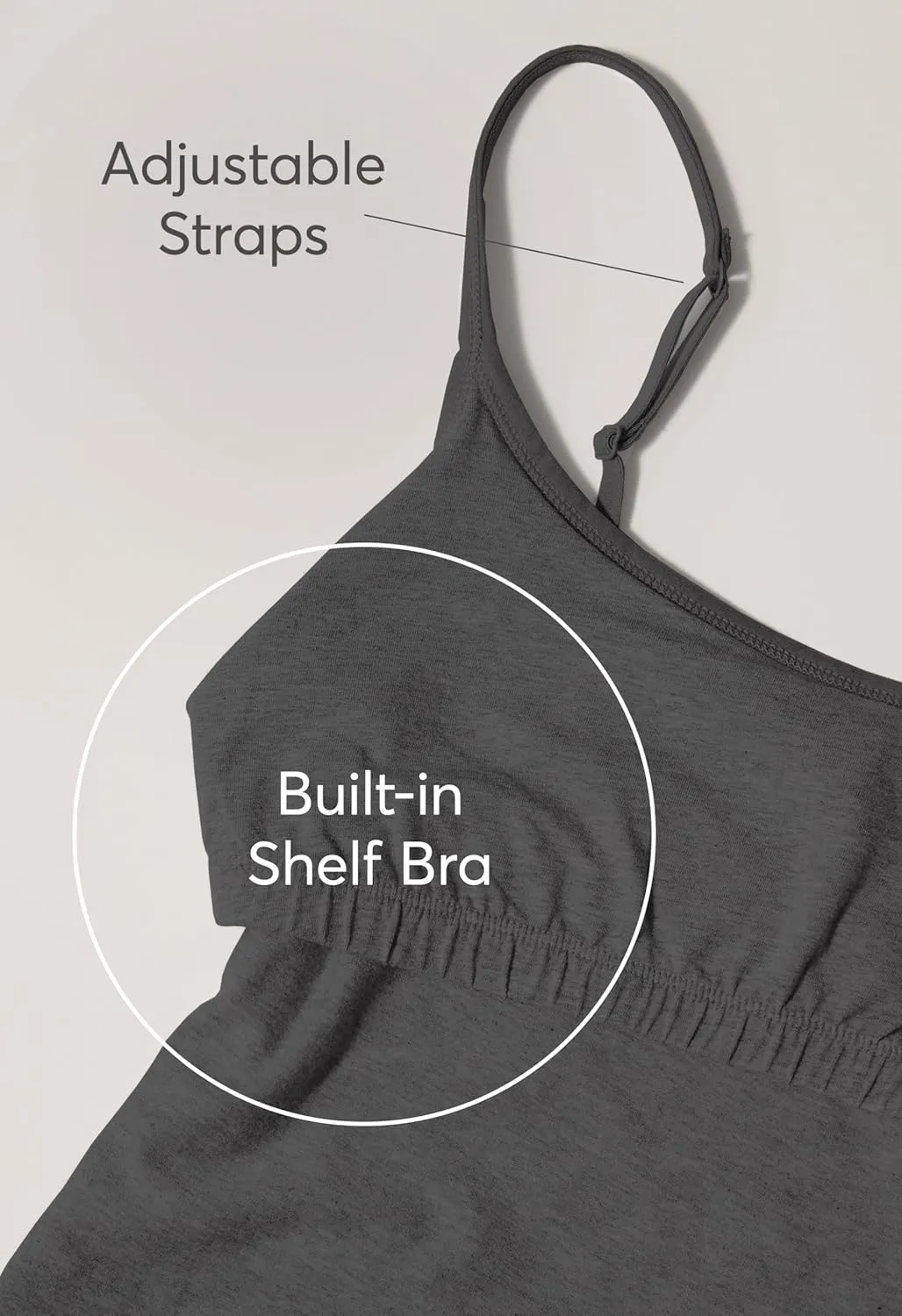 Pact Women's Cotton Camisole Tank Top with Built-in Shelf Bra