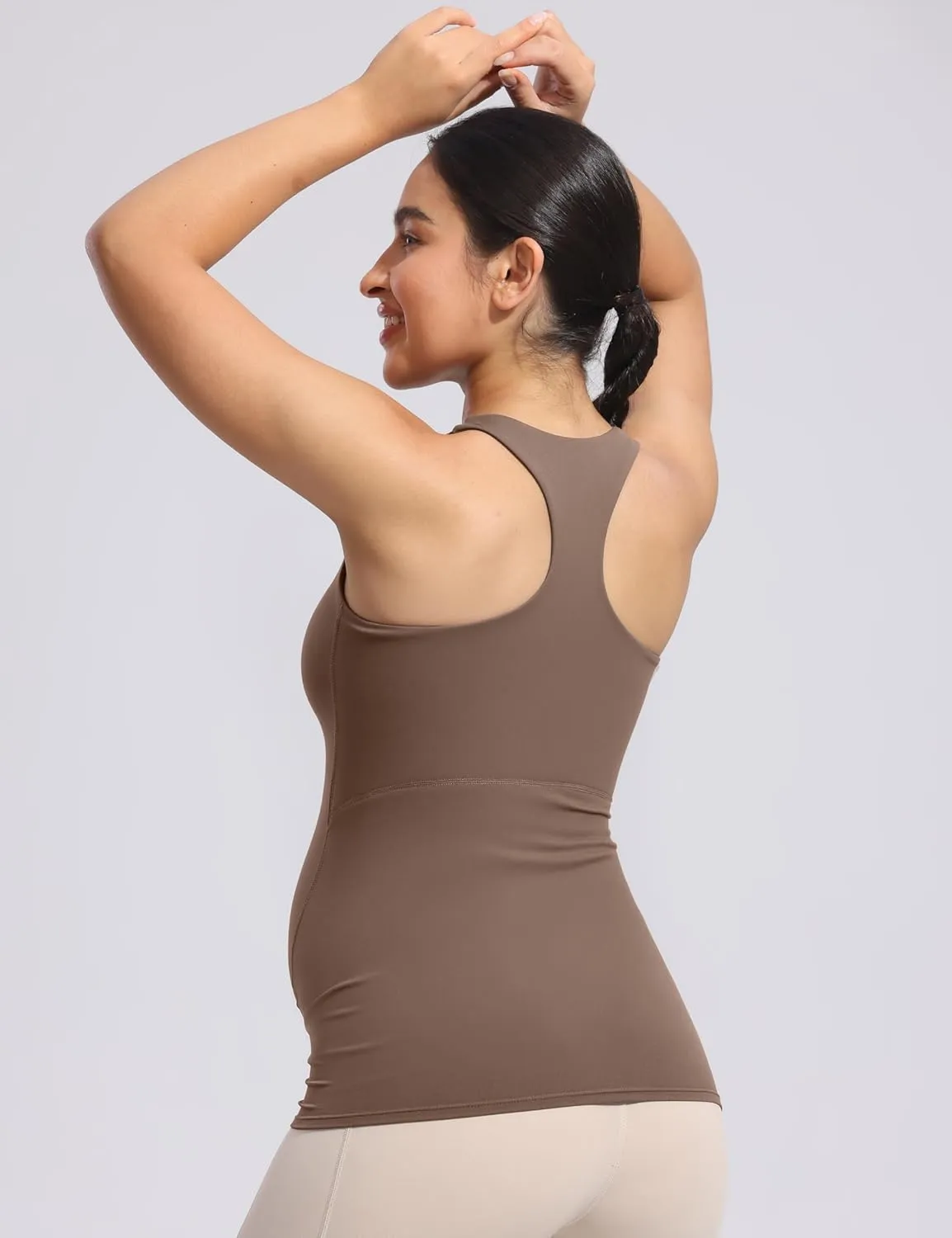 POSHDIVAH Women's Maternity Tank Tops with Built in Bra Padded Sleeveless Pregnancy Yoga Tee Workout Shirt Clothes