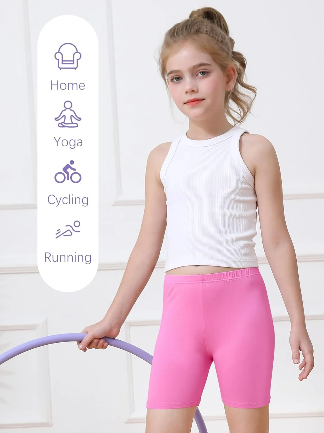 Resinta 6 Pack Girls Bike Shorts Under Dress Dance Cartwheel Shorts for Toddler Kids Summer Clothes Multicolor