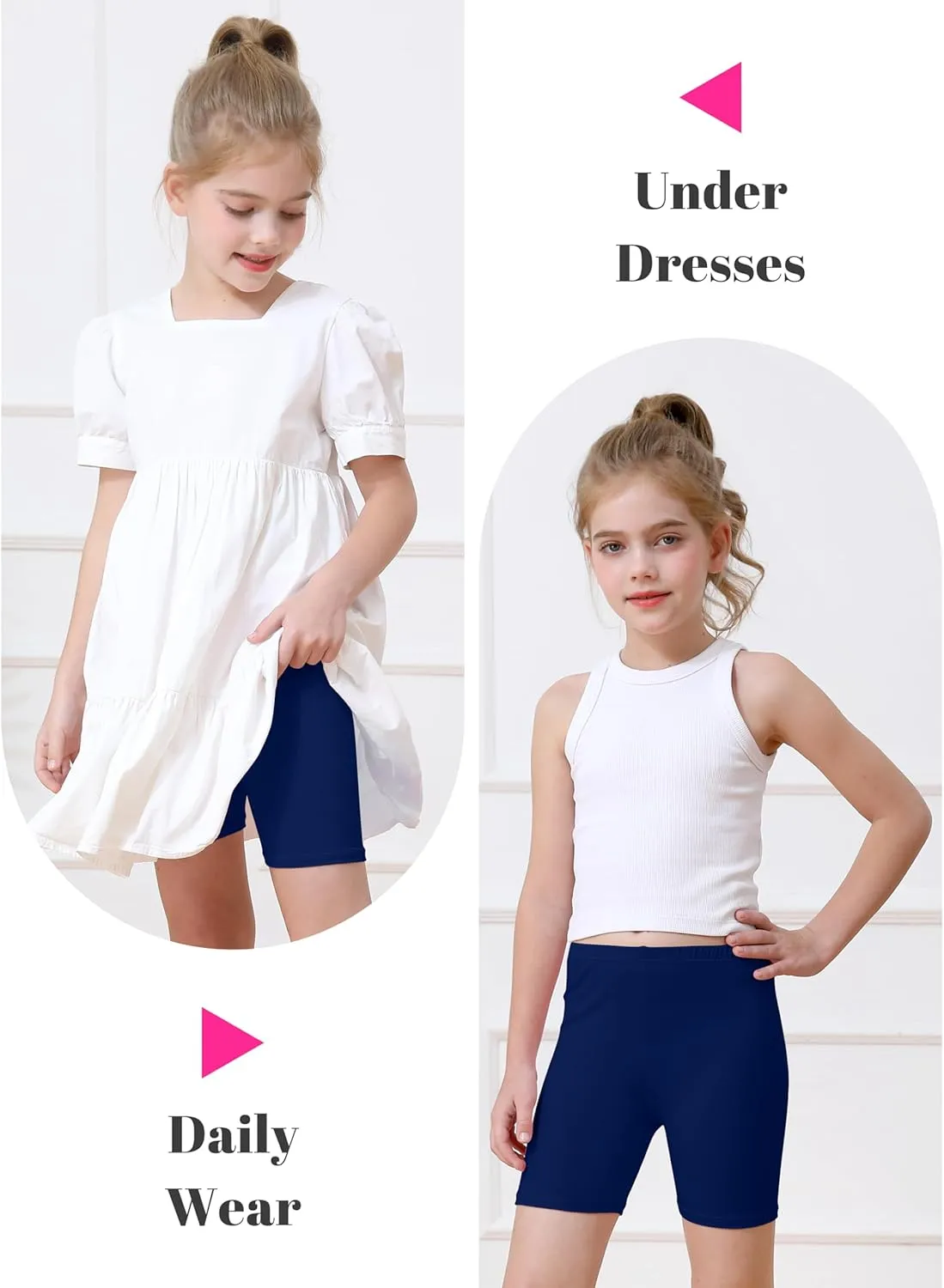 Resinta 6 Pack Girls Bike Shorts Under Dress Dance Cartwheel Shorts for Toddler Kids Summer Clothes Multicolor