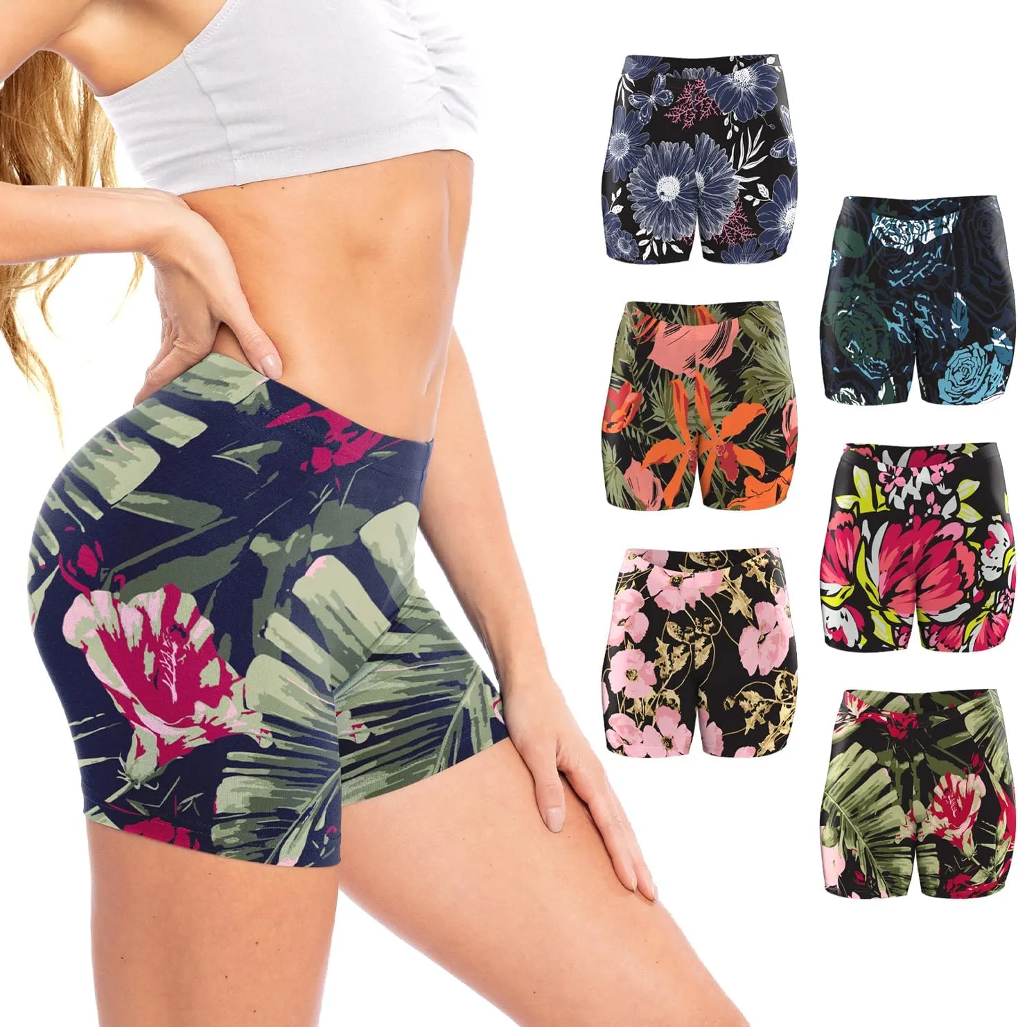 Sexy Basics Womens 6 Pack Ultra Soft Mini -Bike Short | Workout Trunk Spandex Stretch Boxer