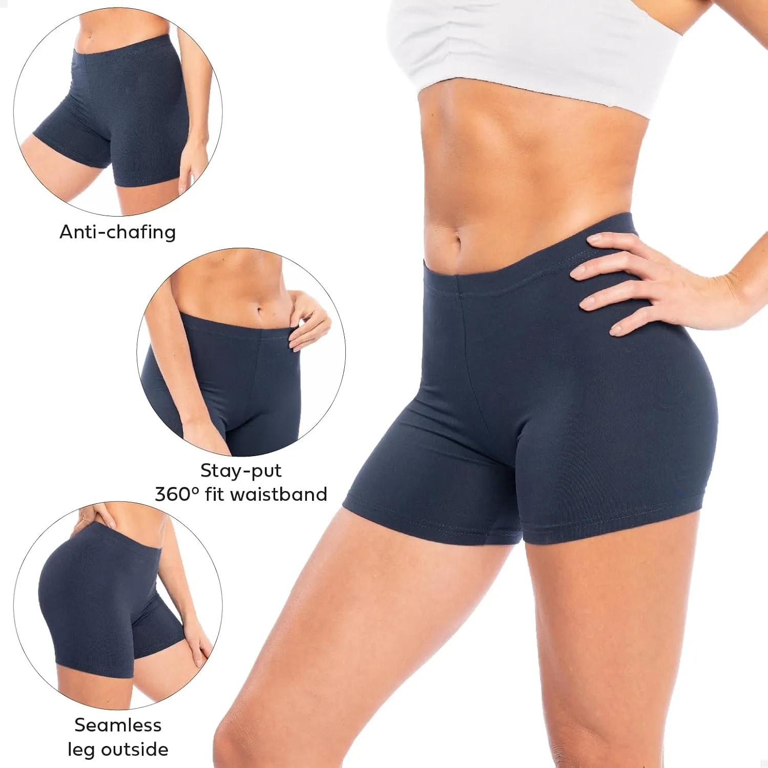 Sexy Basics Women's Cotton Stretch Boyshort Boxer Briefs | Light Weight Undershort Trunks | Multi Packs