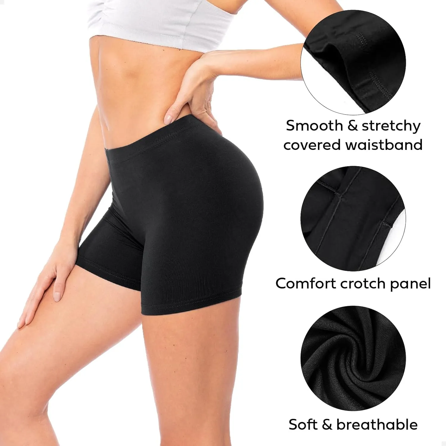 Sexy Basics Women's Cotton Stretch Boyshort Boxer Briefs | Light Weight Undershort Trunks | Multi Packs