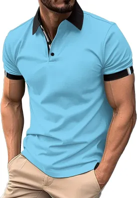 Short Sleeve Polo Shirts for Men Casual Fashion Athletic Polo Bodybuilding Workout Breathable Slim Fit Polo Shirts