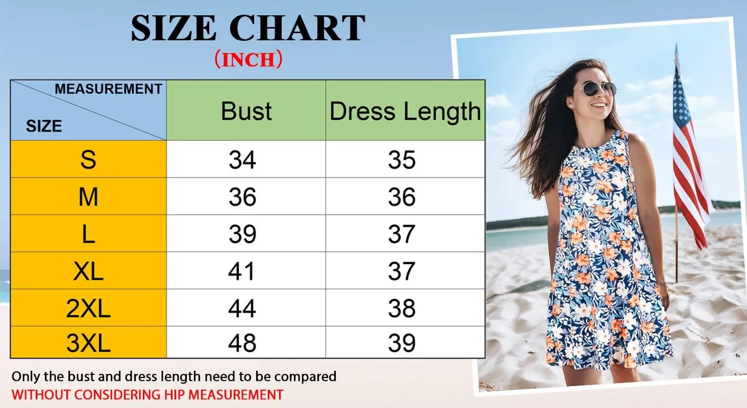 Summer Dresses for Women 2025 Casual Sundresses Beach Cover Ups Sleeveless Tshirt Swing Dress with Pockets