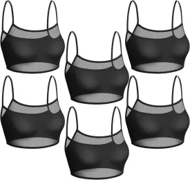 Toulite 6 Pcs Summer Women Mini Tanning Bikini Sheer Tank Tops See Through Stretch Crop Top Sleeveless Mesh for Beach