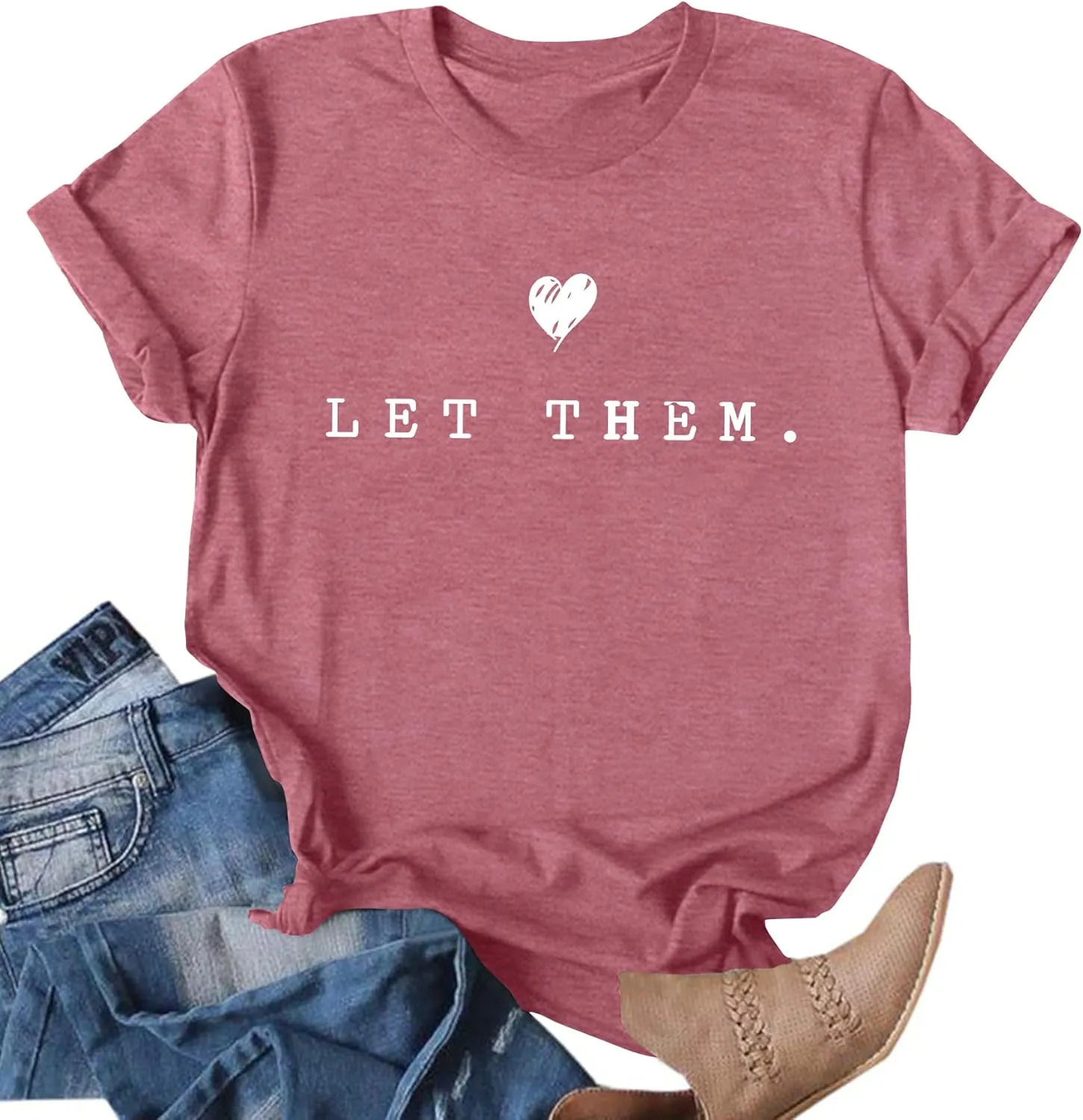 Womens Let Them Shirt Mental Health Awareness T-Shirt Inspirational Tee Shirt Positive Short Sleeve Top