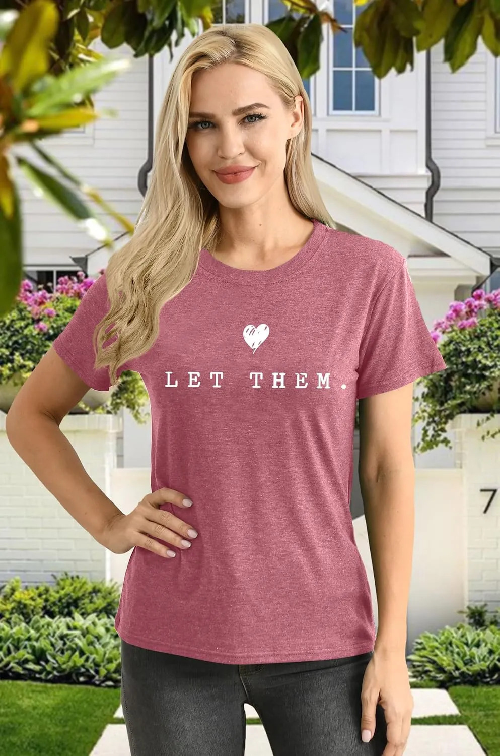 Womens Let Them Shirt Mental Health Awareness T-Shirt Inspirational Tee Shirt Positive Short Sleeve Top