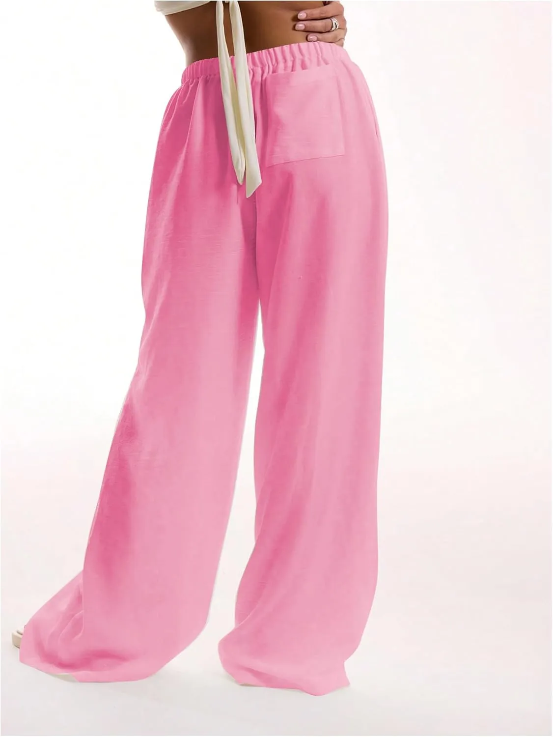 Womens Linen Pants Wide Leg Loose Cotton Swimsuit Coverups Summer Pants Beach Vacation Outfits