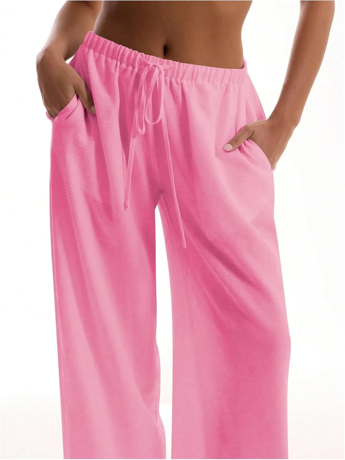 Womens Linen Pants Wide Leg Loose Cotton Swimsuit Coverups Summer Pants Beach Vacation Outfits