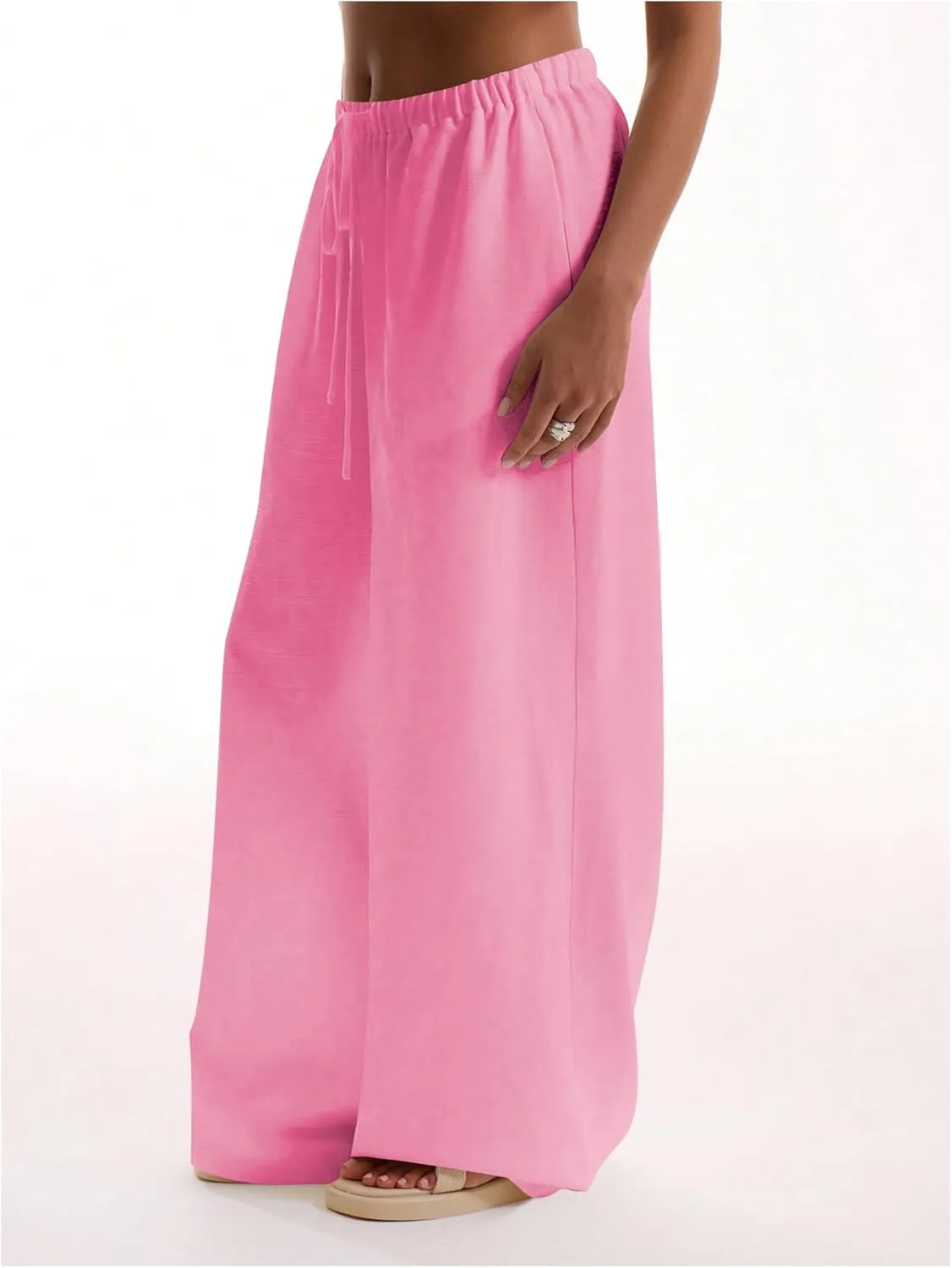 Womens Linen Pants Wide Leg Loose Cotton Swimsuit Coverups Summer Pants Beach Vacation Outfits