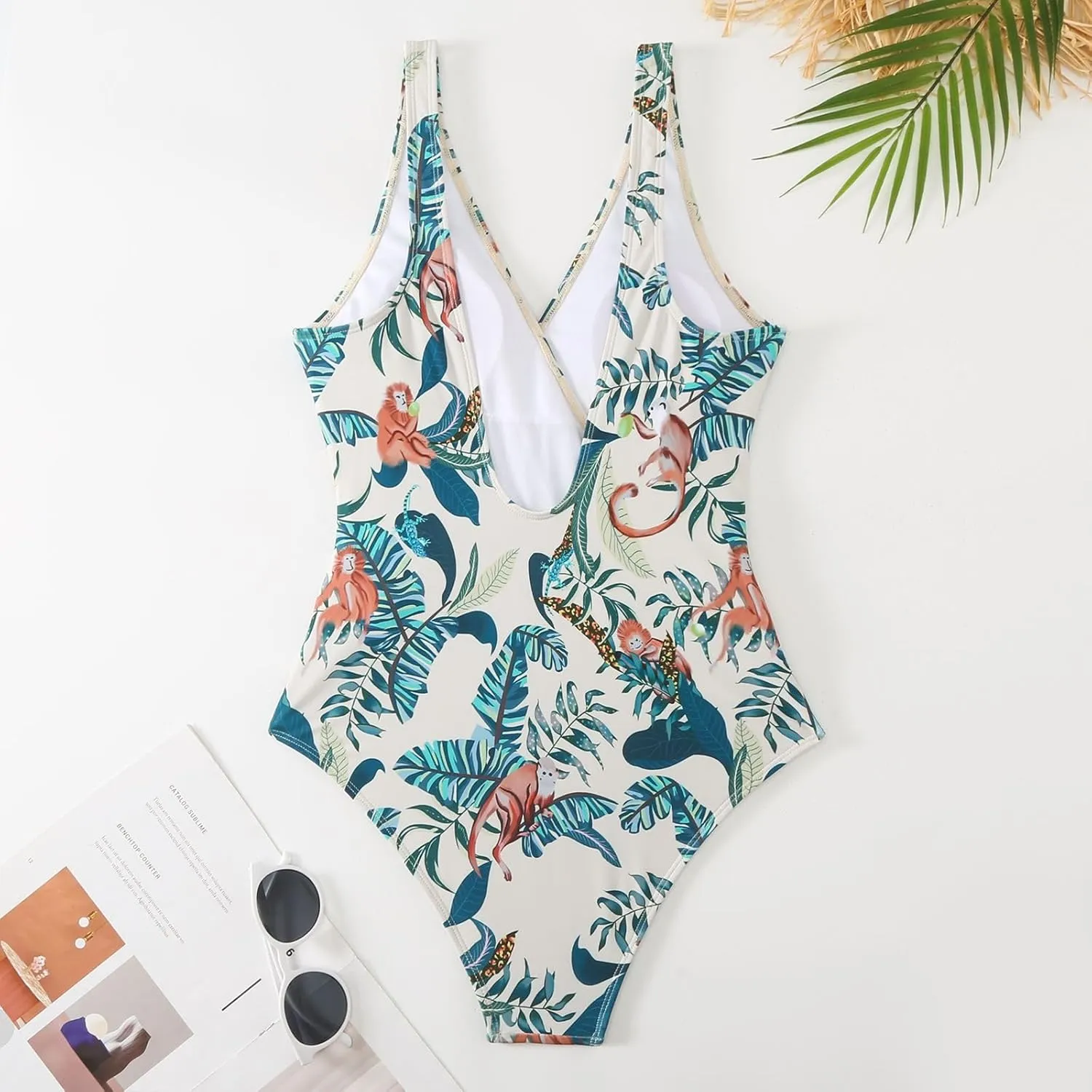 Women's One Piece Swimsuit with Cover up Set Beach Wrap Skirt Retro Floral Print Bathing Suit for Women Tummy Control