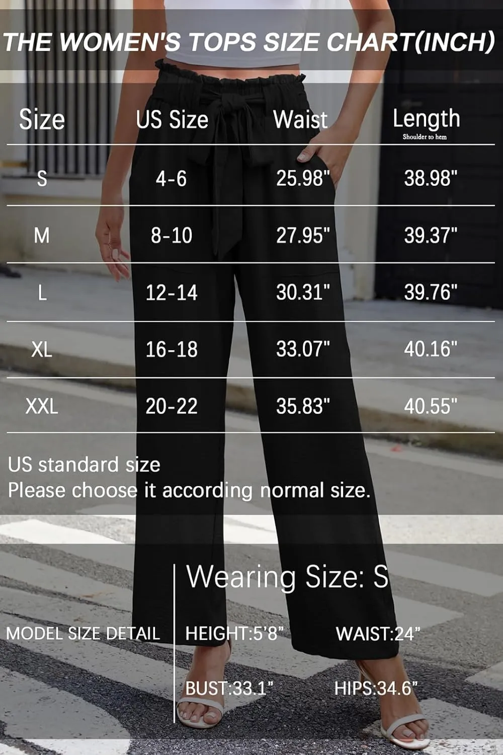Women's Palazzo Pants Wide Leg High Waisted with Pockets Casual Lightweight Trousers Elastic Waist Summer Beach